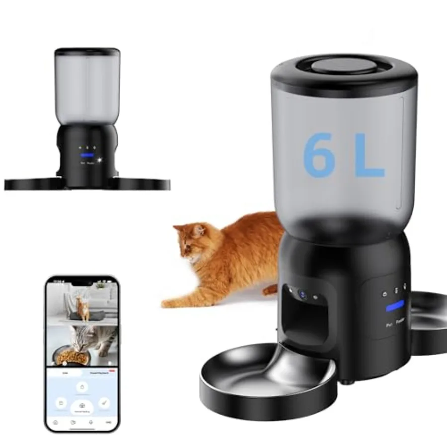 Smart Pet Feeder with 2K Dual Camera and AI Recognition Dual Bowl Set 6L Automatic Cat Dog Feeder with App Control 2.4G/5G WiFi
Smart Pet Feeder with 2K Dual Camera and AI Recognition Dual Bowl Set 6L Automatic Cat Dog Feeder with App Control 2.4G/5G WiFi