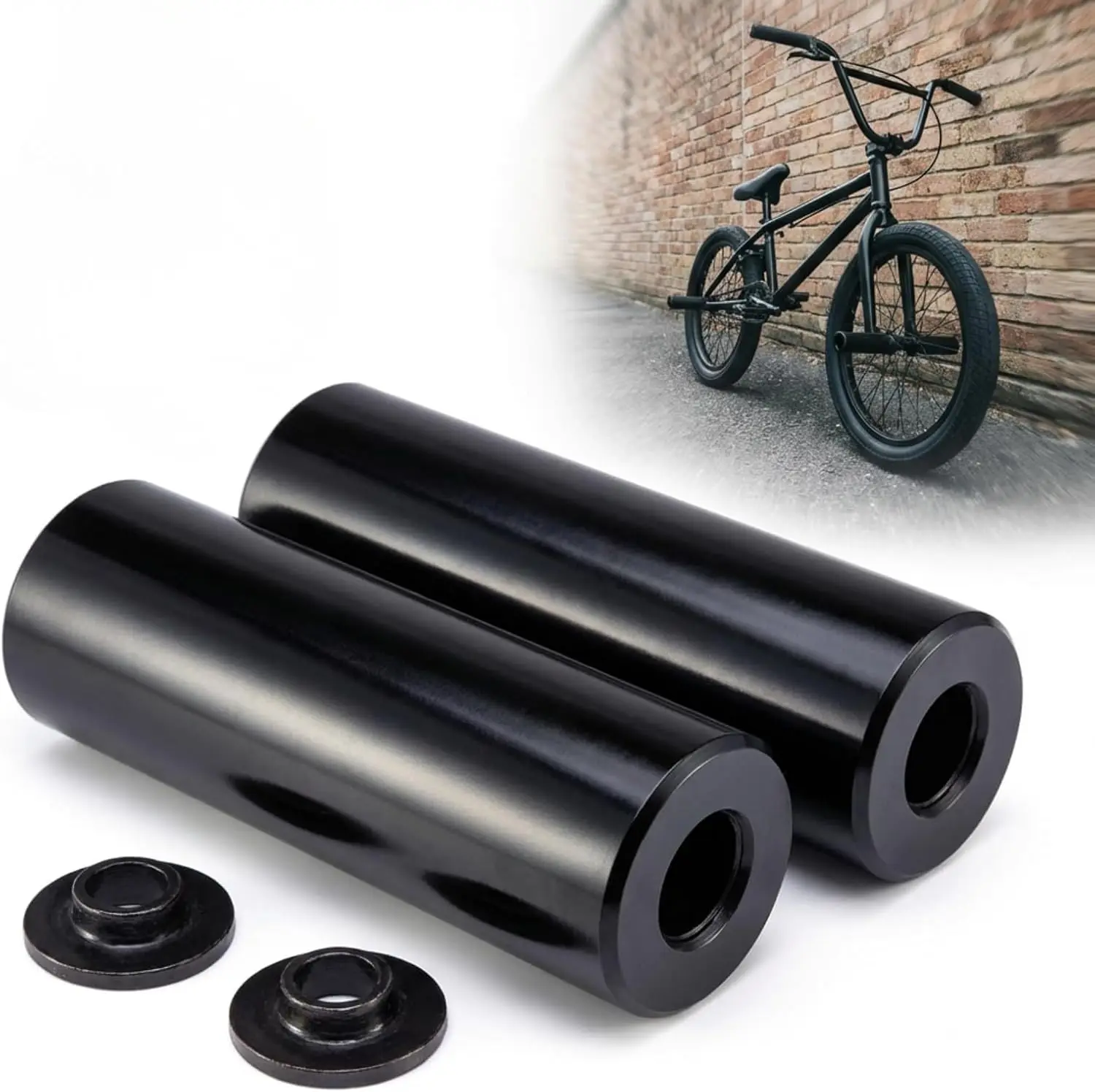 Co-Mo Steel BMX Pegs for Grinding, 110mm Length, 38mm Diameter, 14mm Axle with 3/8" Adapter
Co-Mo Steel BMX Pegs for Grinding, 110mm Length, 38mm Diameter, 14mm Axle with 3/8" Adapter