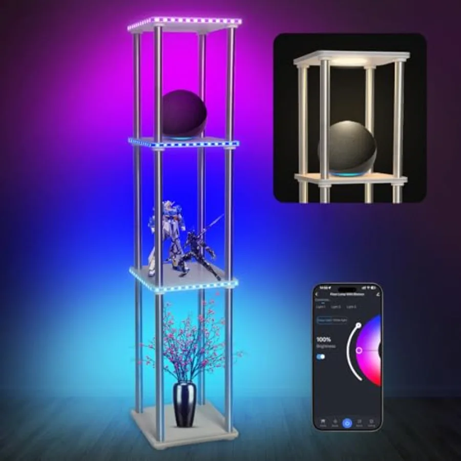 LED Floor Lamp with Shelves Adjustable Height lamp with Shelves Standing Lamp with APP Control USB Port and Music Sync Shelf La
LED Floor Lamp with Shelves Adjustable Height lamp with Shelves Standing Lamp with APP Control USB Port and Music Sync Shelf La