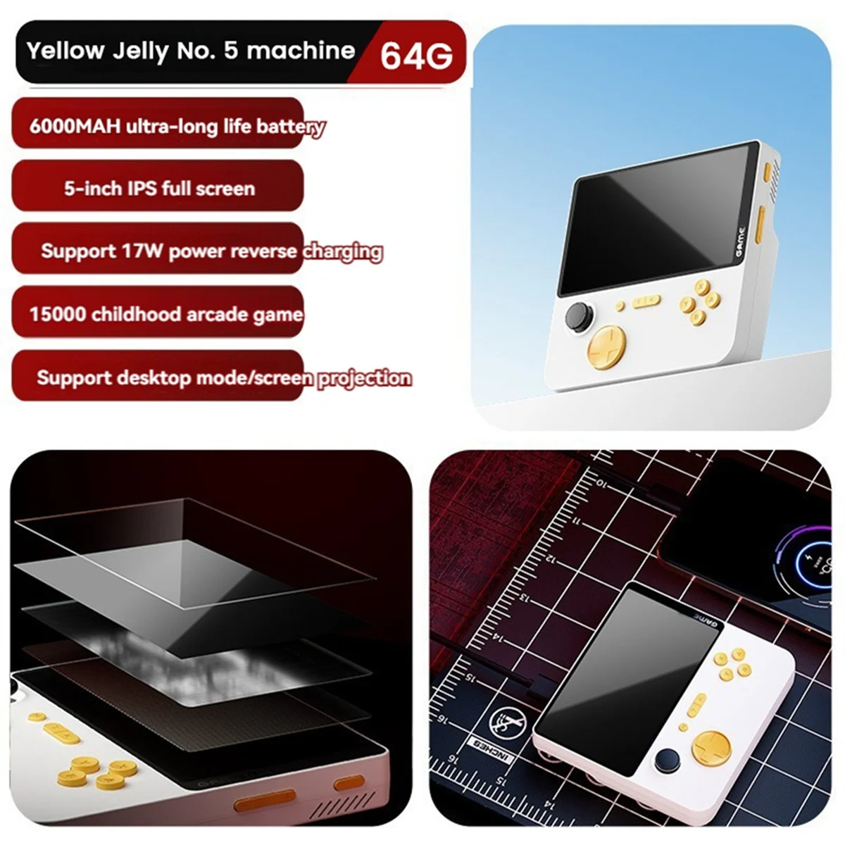 Hot! E5 Handheld Video Game Console 64G 15000 Games 5inch HD Retro Game Console 6000mAh Support 13 Emulators D
Hot! E5 Handheld Video Game Console 64G 15000 Games 5inch HD Retro Game Console 6000mAh Support 13 Emulators D