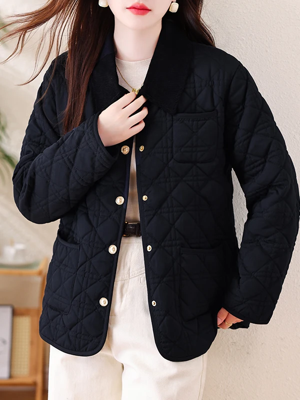 Thickened Fashionable Grandma Style Stitched Diamond Pattern Collar Light Corduroy Thin Cotton Jacket Women's Autumn Winter Coat
Thickened Fashionable Grandma Style Stitched Diamond Pattern Collar Light Corduroy Thin Cotton Jacket Women's Autumn Winter Coat