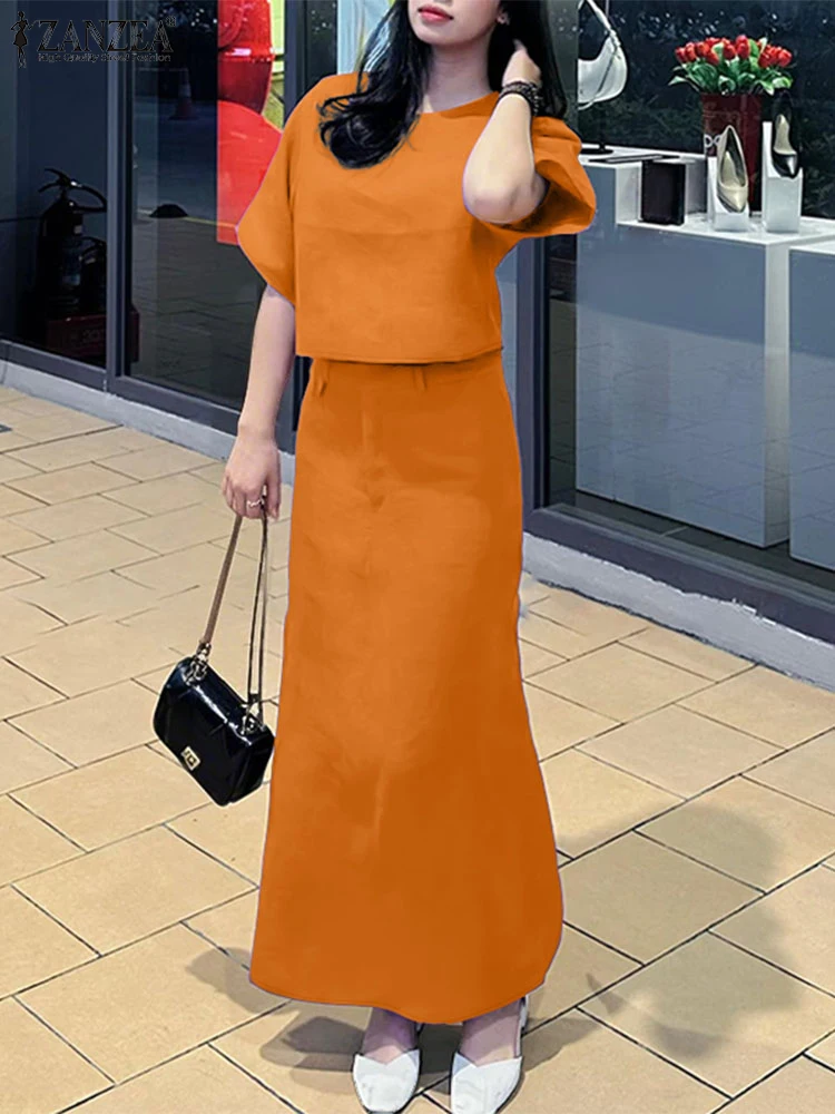 Women Summer Dress Sets 2025 ZANZEA Short Sleeve Tops and Elastic Waist Maxi Skirts Casual Solid Two-piece Outfits Fashion Sets
Women Summer Dress Sets 2025 ZANZEA Short Sleeve Tops and Elastic Waist Maxi Skirts Casual Solid Two-piece Outfits Fashion Sets