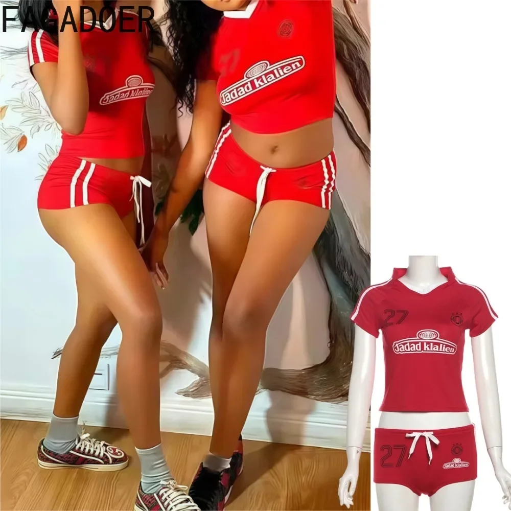 FAGADOER Y2k Sexy Letter Print Women 2 Piece Set Short Sleeve High Collar Crop Tops+ Drawstring Shorts Suits Female Streetwear
FAGADOER Y2k Sexy Letter Print Women 2 Piece Set Short Sleeve High Collar Crop Tops+ Drawstring Shorts Suits Female Streetwear