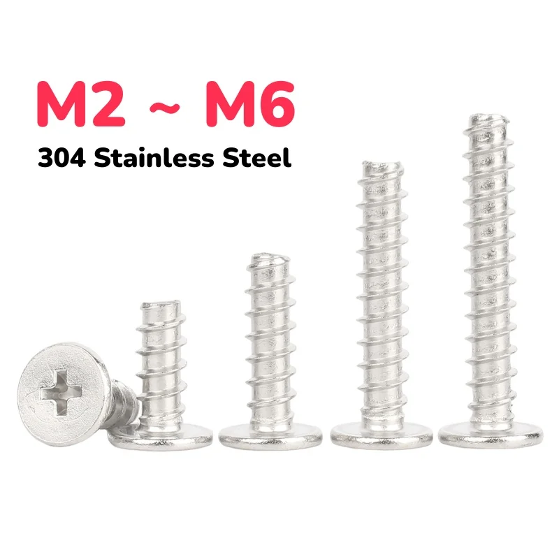 M2 ~ M6 304 Stainless Steel Cross Phillips Flat Head Self Tapping Screw Ultra-thin Head Tail Wood Screws
M2 ~ M6 304 Stainless Steel Cross Phillips Flat Head Self Tapping Screw Ultra-thin Head Tail Wood Screws