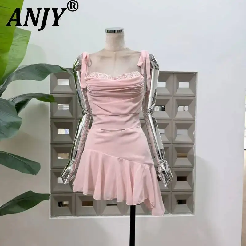 ANJY Summer New Women Sweet Chic Pleated Embroidered Flares Chiffon Sleeveless Strap Top Ins Sexy Ruffles Short Skirt Set A23546
ANJY Summer New Women Sweet Chic Pleated Embroidered Flares Chiffon Sleeveless Strap Top Ins Sexy Ruffles Short Skirt Set A23546