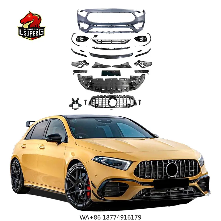 2020 W118 CLA200 CLA220 CLA45 Body Kit for W117 to CLA45 Style with Front Bumper Grille Rear Bumper and Exhaust Tips
2020 W118 CLA200 CLA220 CLA45 Body Kit for W117 to CLA45 Style with Front Bumper Grille Rear Bumper and Exhaust Tips