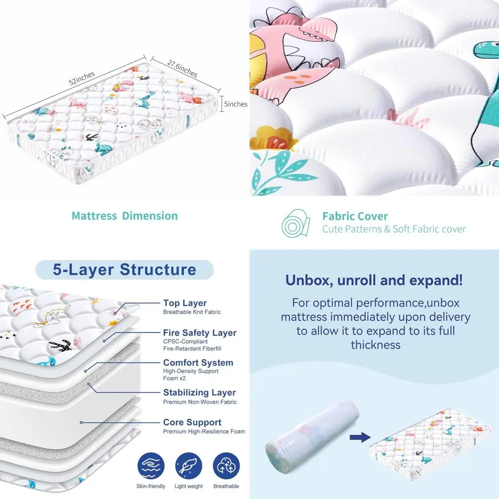 5 премиальных двусторонних матрасов для детской кроватки и для малышей, гипоаллергенные, твердые и комфортные
5 премиальных двусторонних матрасов для детской кроватки и для малышей, гипоаллергенные, твердые и комфортные