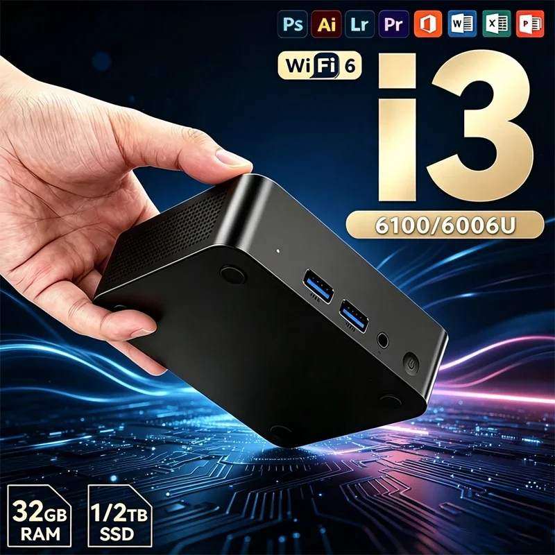 MINI PC Windows 11 Pro Core i3 6006U 32GB RAM 1TB 2TB SSD WIFI 6 BT5.2 4K HD Mini Gaming Office Study Pc With 3 Years Warranty
MINI PC Windows 11 Pro Core i3 6006U 32GB RAM 1TB 2TB SSD WIFI 6 BT5.2 4K HD Mini Gaming Office Study Pc With 3 Years Warranty