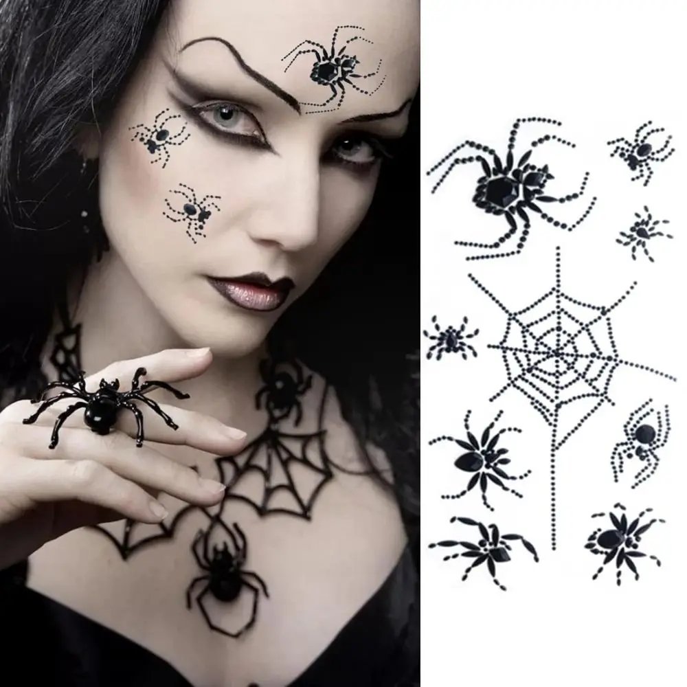 3D Halloween Temporary Tattoos Black Spider-themed Spider Face Gems Tattoos Waterproof Shiny Jewelry Face Sticker
3D Halloween Temporary Tattoos Black Spider-themed Spider Face Gems Tattoos Waterproof Shiny Jewelry Face Sticker