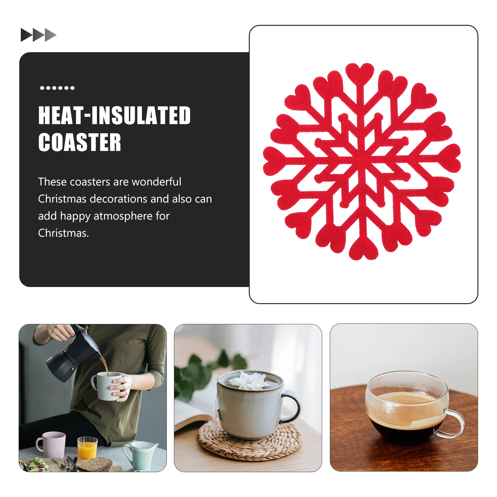 12pcs Snowflake Shaped Christmas Cup Coasters Home Felt Drink Mats Non Skid Insulated Table Decor Heat Resistant Mug Mat Gift
12pcs Snowflake Shaped Christmas Cup Coasters Home Felt Drink Mats Non Skid Insulated Table Decor Heat Resistant Mug Mat Gift