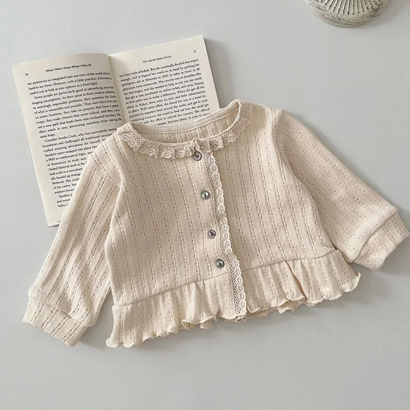 2024 New Spring Korean Style Infant Baby Girls Cardigan Long Sleeved Cotton Solid Color Lace Splicing Newborn Baby Girls Coat
2024 New Spring Korean Style Infant Baby Girls Cardigan Long Sleeved Cotton Solid Color Lace Splicing Newborn Baby Girls Coat