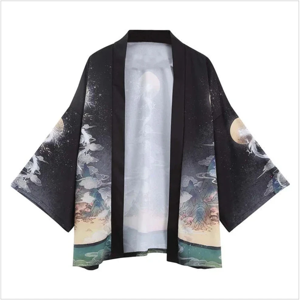 Japanese Kimono Vintage White Dragon Pattern Thin Jacket Haori Hanboki Men's and Women's Summer Poncho Cardigan Jacket Clothing
Japanese Kimono Vintage White Dragon Pattern Thin Jacket Haori Hanboki Men's and Women's Summer Poncho Cardigan Jacket Clothing