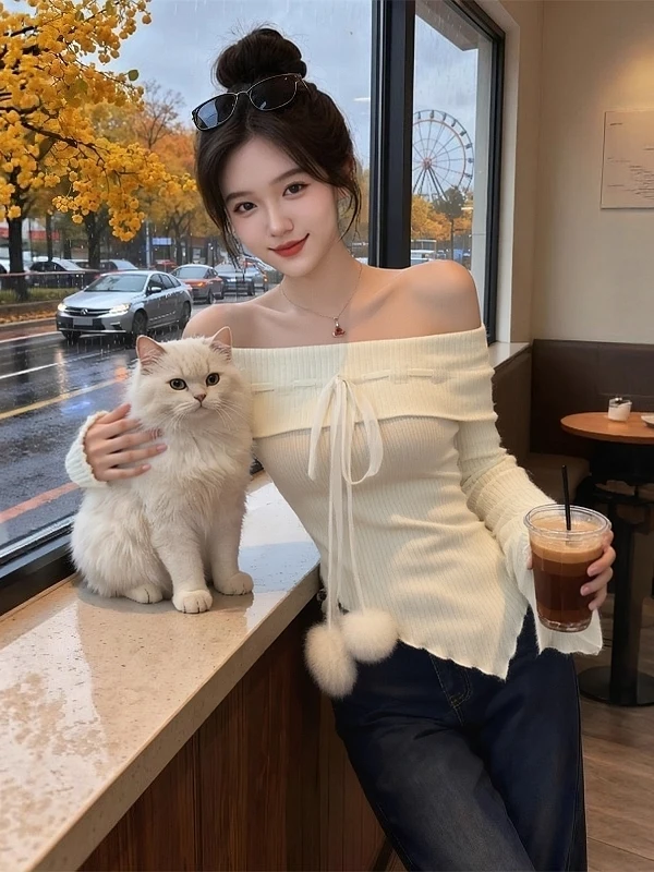 Корейский вязаный свитер Sle Pure Desire на одно плечо с завязками Long Sve, женский осенне-зимний новый нерегулярный облегающий внутренний свитер...
Корейский вязаный свитер Sle Pure Desire на одно плечо с завязками Long Sve, женский осенне-зимний новый нерегулярный облегающий внутренний свитер...