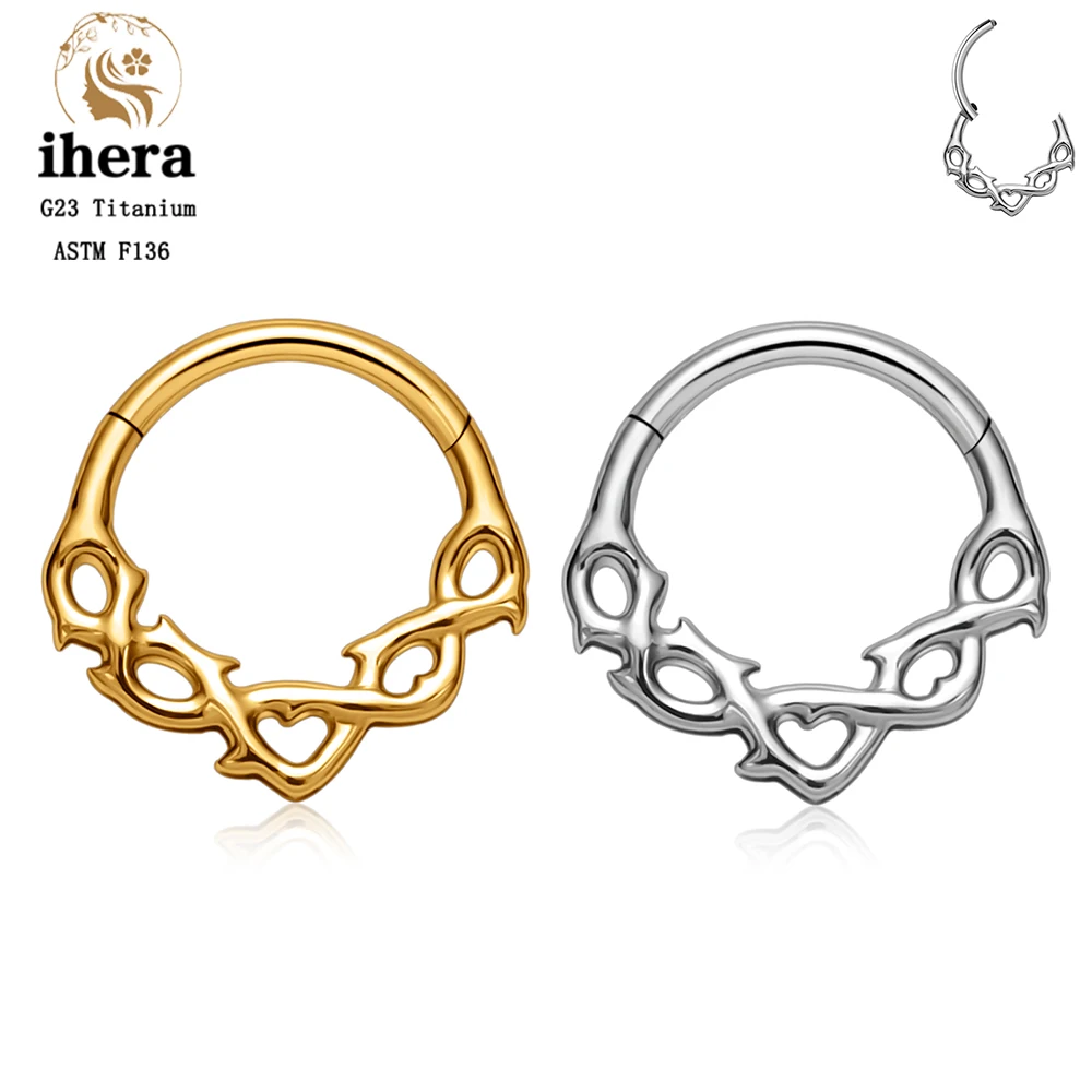 ASTM F136 G23 Titanium Round Thorns Hinged Clicker Nose Ring 16G Septum Hoop Cartilage Helix Daith Earring Piercing Body Jewelry
ASTM F136 G23 Titanium Round Thorns Hinged Clicker Nose Ring 16G Septum Hoop Cartilage Helix Daith Earring Piercing Body Jewelry
