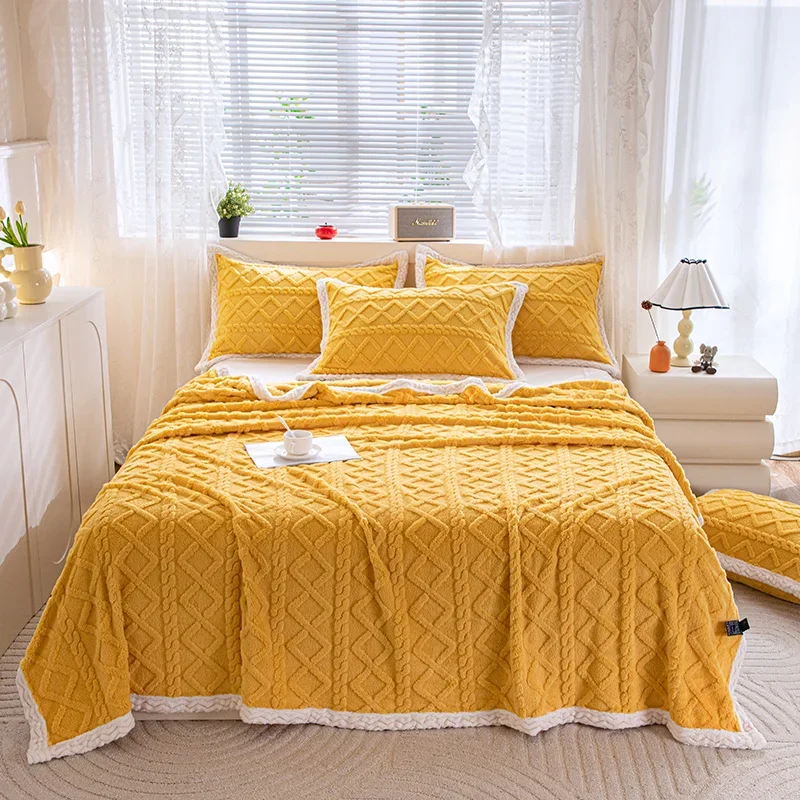 Super Soft Lightweight Plush Throw Blanket with 2 Pillowcases, 3D Jacquard Weave Pattern Blanket for Bedroom Sofa Couch Decor
Super Soft Lightweight Plush Throw Blanket with 2 Pillowcases, 3D Jacquard Weave Pattern Blanket for Bedroom Sofa Couch Decor