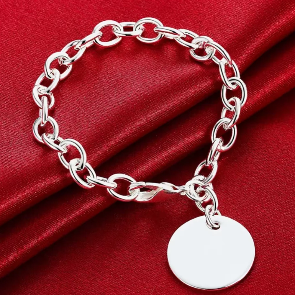 Fashion 925 Sterling Silver Round Tag Friendship Bracelet, 8 Inch 20CM Simple Luxury Quality Women's Jewelry
Fashion 925 Sterling Silver Round Tag Friendship Bracelet, 8 Inch 20CM Simple Luxury Quality Women's Jewelry