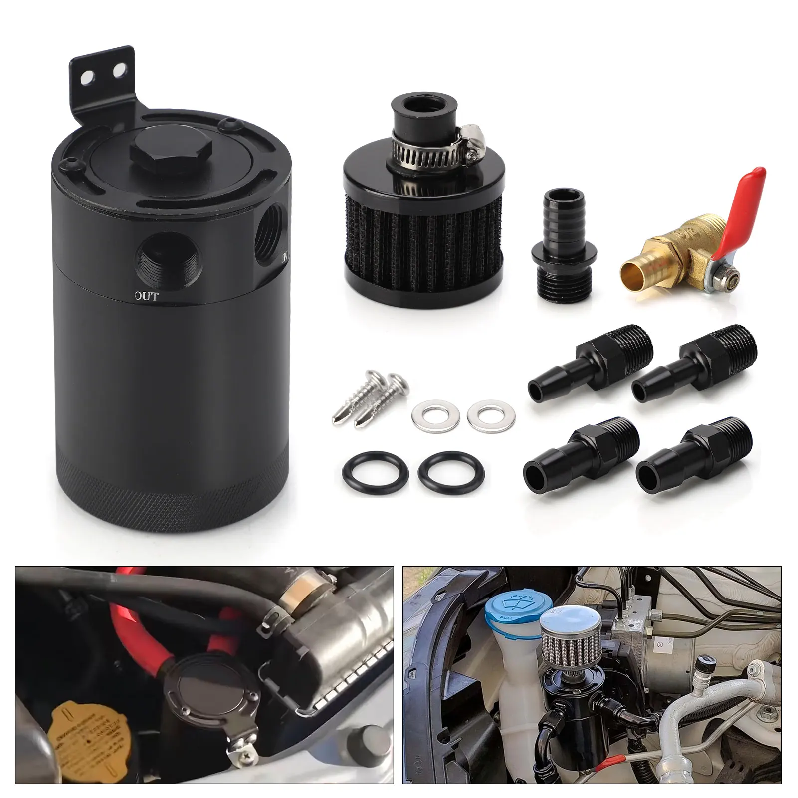 Universal Black Anodized 2 Port Oil Catch Can Tank Fuel Tank Racing Baffled With Drain Valve Air Oil Separator
Universal Black Anodized 2 Port Oil Catch Can Tank Fuel Tank Racing Baffled With Drain Valve Air Oil Separator