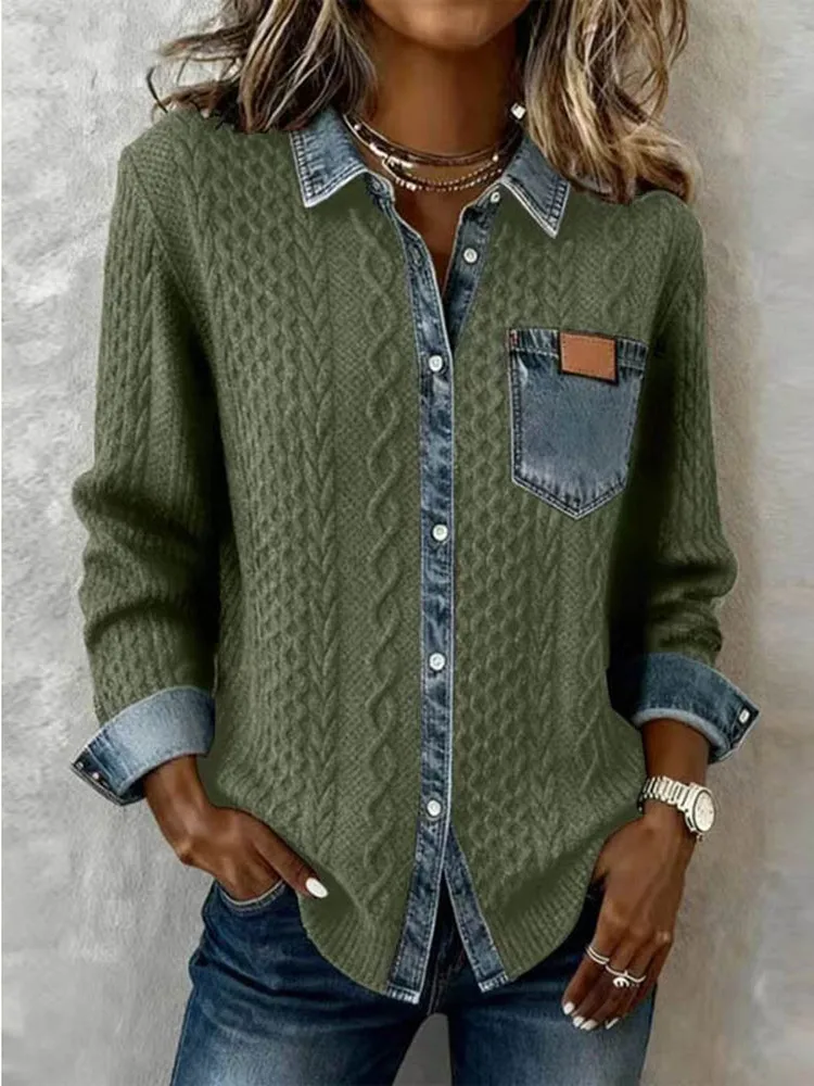 2026 New Women's Long Sleeve Knitted Denim Jacket Fashionable Autumn Winter Outerwear Straight Cut Polyester Fiber Coat
2026 New Women's Long Sleeve Knitted Denim Jacket Fashionable Autumn Winter Outerwear Straight Cut Polyester Fiber Coat