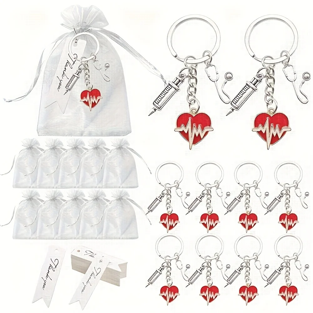 30pcs White Gauze Heartbeat Stethoscope Keychain Set, 10 Keychains +10 Gauze Bags +10 Cards, Nurse Doctor Appreciation Gift
30pcs White Gauze Heartbeat Stethoscope Keychain Set, 10 Keychains +10 Gauze Bags +10 Cards, Nurse Doctor Appreciation Gift