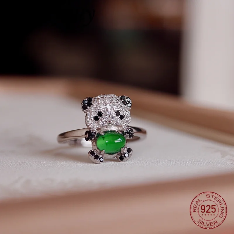 Natural Myanmar Jade Cute Panda Ring for Women S925 Pure Silver Original Design Sparkling Zircon Fashion Jewelry Gift
Natural Myanmar Jade Cute Panda Ring for Women S925 Pure Silver Original Design Sparkling Zircon Fashion Jewelry Gift
