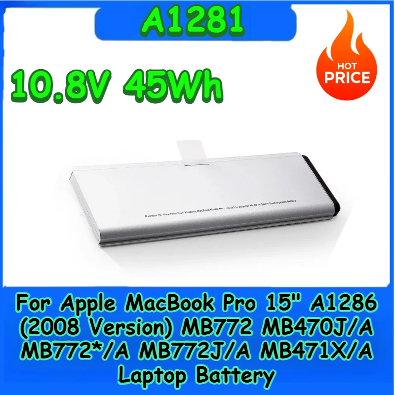 Аккумулятор для ноутбука A1281 10,8 В 45 Втч для Apple MacBook Pro 15 дюймов A1286 (версия 2008 г.) MB772 MB772J/A MB471X/A MB470J/A MB772*/A
Аккумулятор для ноутбука A1281 10,8 В 45 Втч для Apple MacBook Pro 15 дюймов A1286 (версия 2008 г.) MB772 MB772J/A MB471X/A MB470J/A MB772*/A