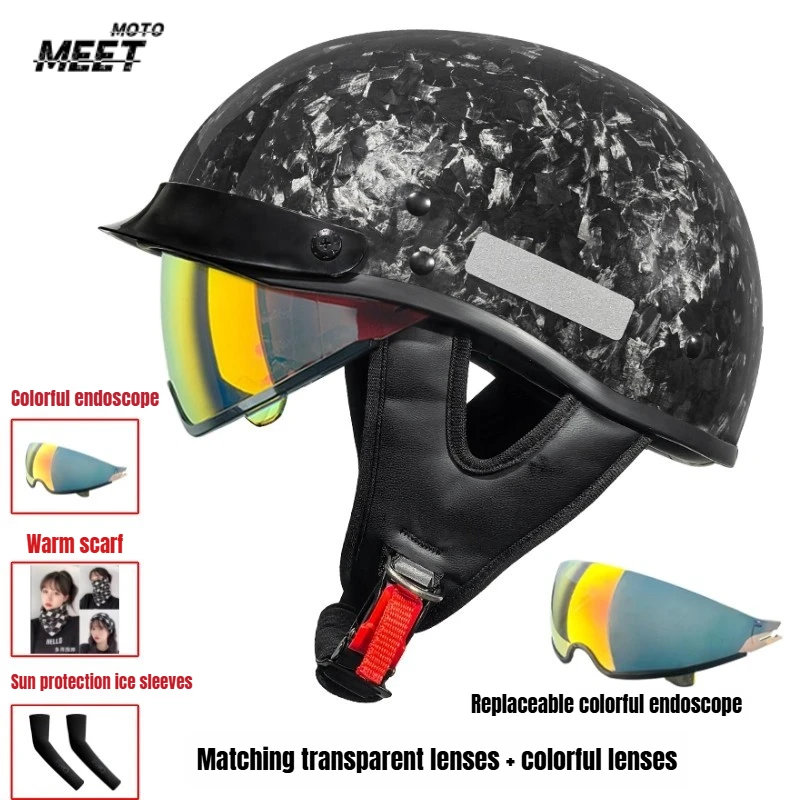 Retro Carbon Fiber Helmet Ultra-light Men's Cruising Motorcycle Half Helmet Summer Motorcycle for Harley Helmet Casco Moto
Retro Carbon Fiber Helmet Ultra-light Men's Cruising Motorcycle Half Helmet Summer Motorcycle for Harley Helmet Casco Moto