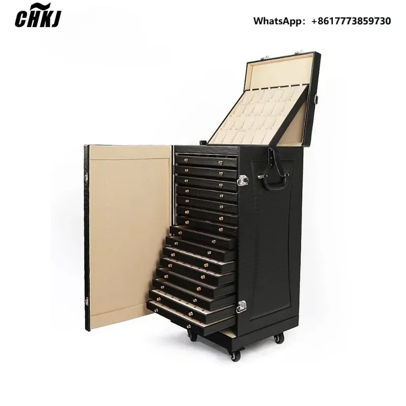 CHKJ Large capacity jewelry cabinet with lock universal wheel ring necklace bracelet jewelry storage box high-end
CHKJ Large capacity jewelry cabinet with lock universal wheel ring necklace bracelet jewelry storage box high-end