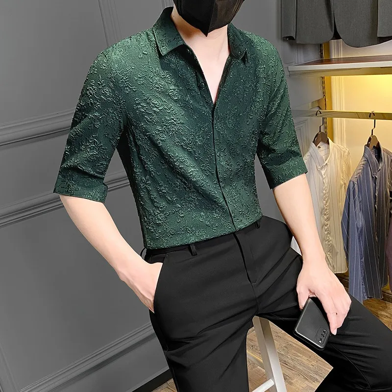 Solid Half Sleeve Turn Down Collar Shirt for Men Single Breasted Loose Casual Shirt Fashion Korean New Men's Clothing A55
Solid Half Sleeve Turn Down Collar Shirt for Men Single Breasted Loose Casual Shirt Fashion Korean New Men's Clothing A55