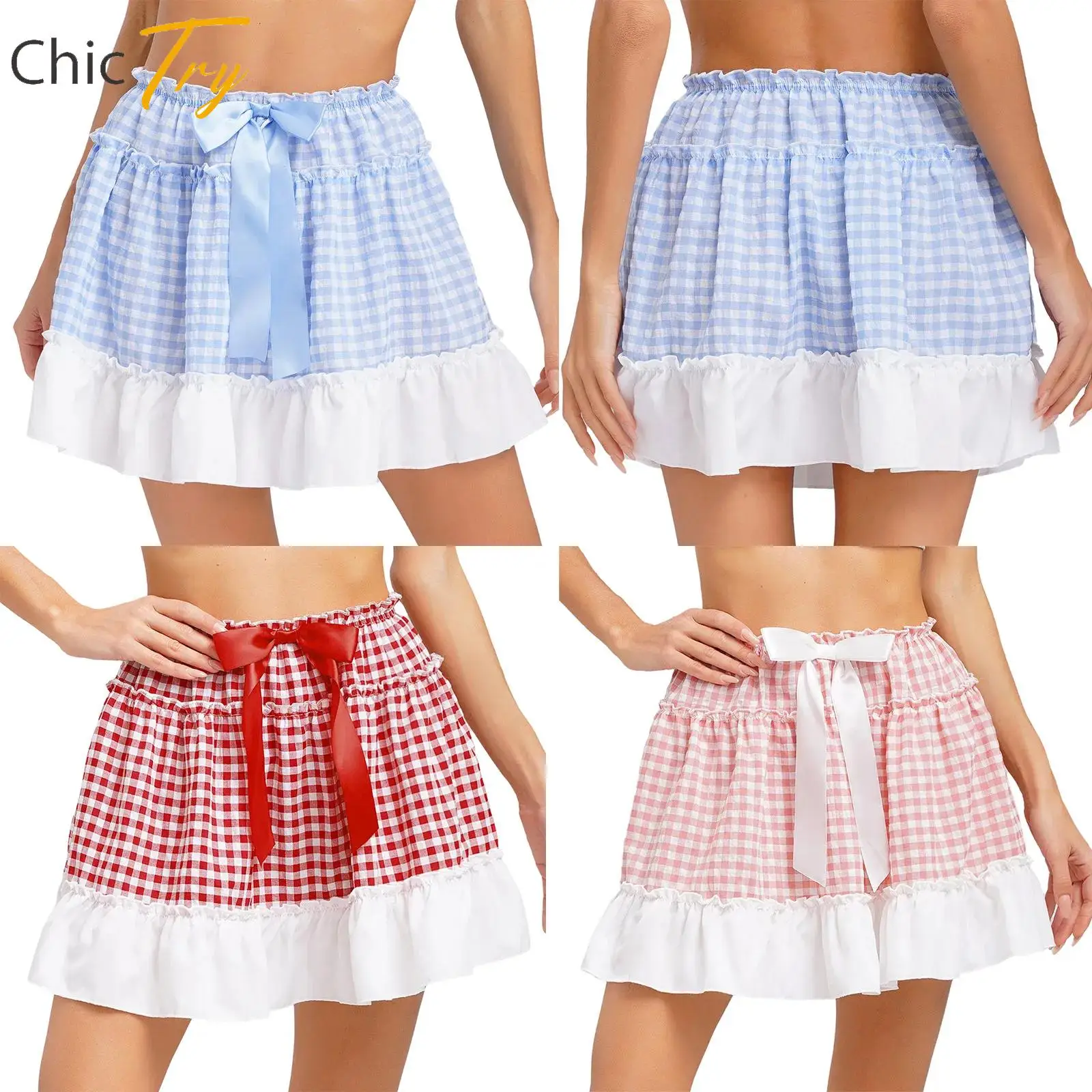 Womens New Spring And Autumn Brand Cute Bowknot Plaid Skirt Elastic Waistband Ruffled Skirts for Halloween Party Vacation Beach
Womens New Spring And Autumn Brand Cute Bowknot Plaid Skirt Elastic Waistband Ruffled Skirts for Halloween Party Vacation Beach
