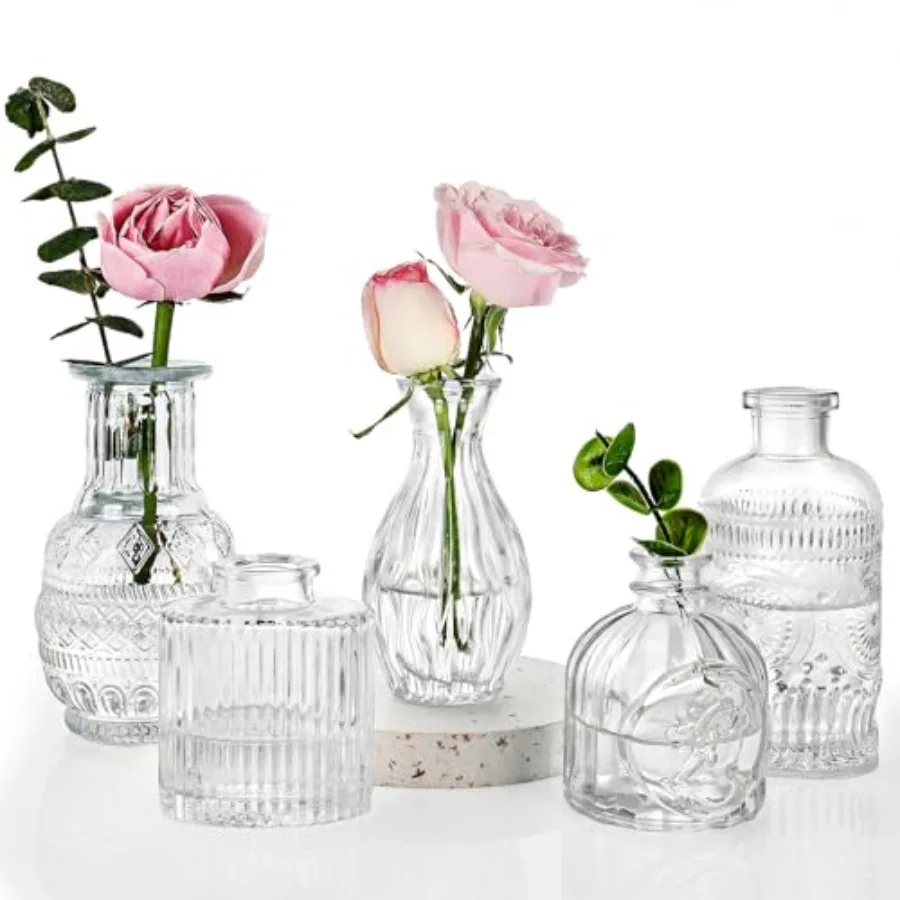 Set of 5 Bud Vases, Small Vase for Flowers, Glass Vase for Home Decor, Wedding Decorations, Flower Vases for Centerpieces, Vint
Set of 5 Bud Vases, Small Vase for Flowers, Glass Vase for Home Decor, Wedding Decorations, Flower Vases for Centerpieces, Vint
