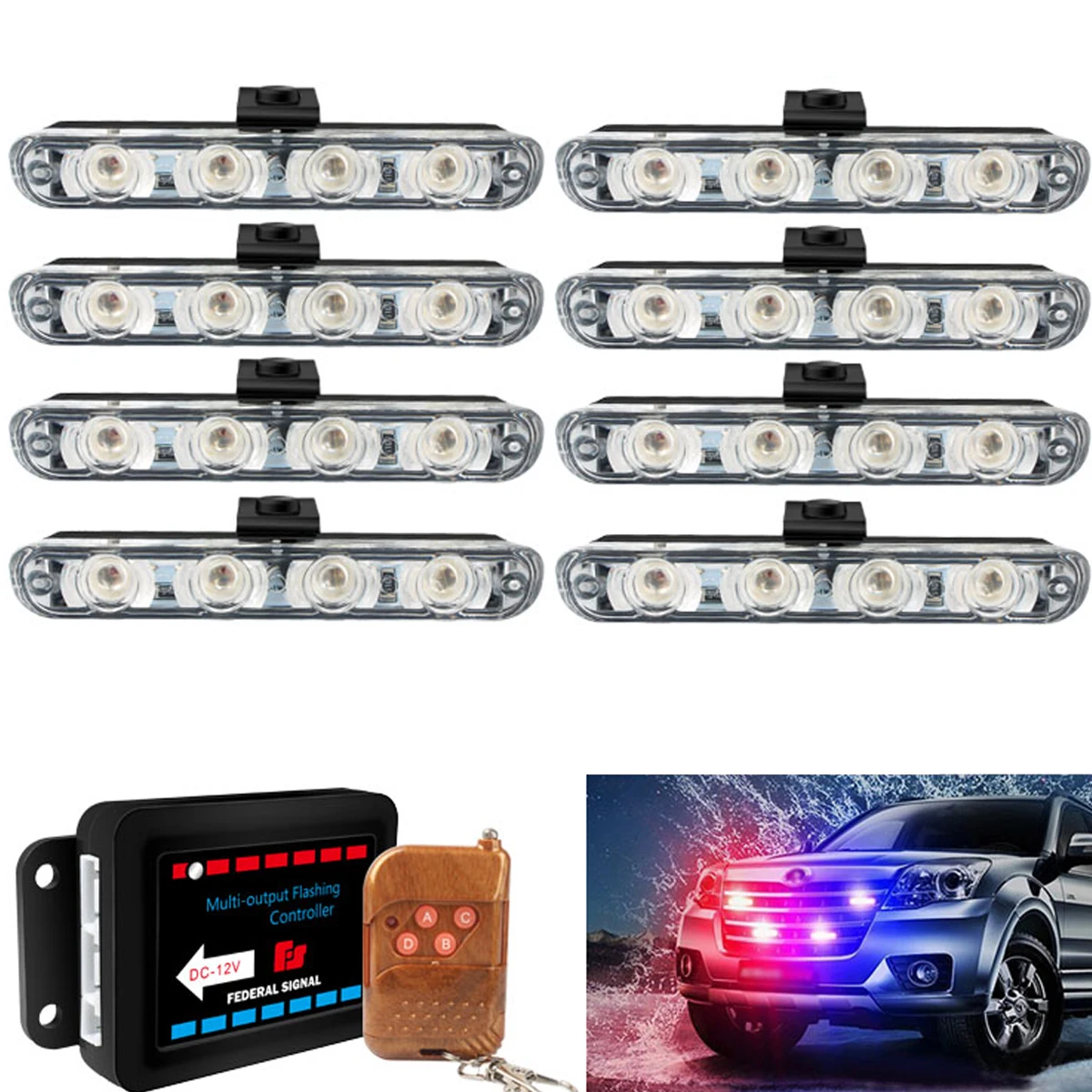 Grille Car LED Lights Strobe Red Blue Emergency Remote Wireless Control Flash Signal Fireman Beacon Warning Lamp 16/32/48Leds
Grille Car LED Lights Strobe Red Blue Emergency Remote Wireless Control Flash Signal Fireman Beacon Warning Lamp 16/32/48Leds