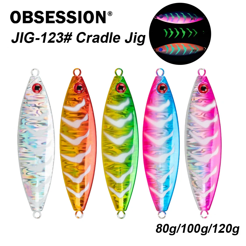 OBSESSION J123 Cradle Jig Bait Slow Sinking Metal Jigging Lure 80g 100g 120g Tuna Bass Spoon Jig Sea Boat Luminous Fishing Lures
OBSESSION J123 Cradle Jig Bait Slow Sinking Metal Jigging Lure 80g 100g 120g Tuna Bass Spoon Jig Sea Boat Luminous Fishing Lures