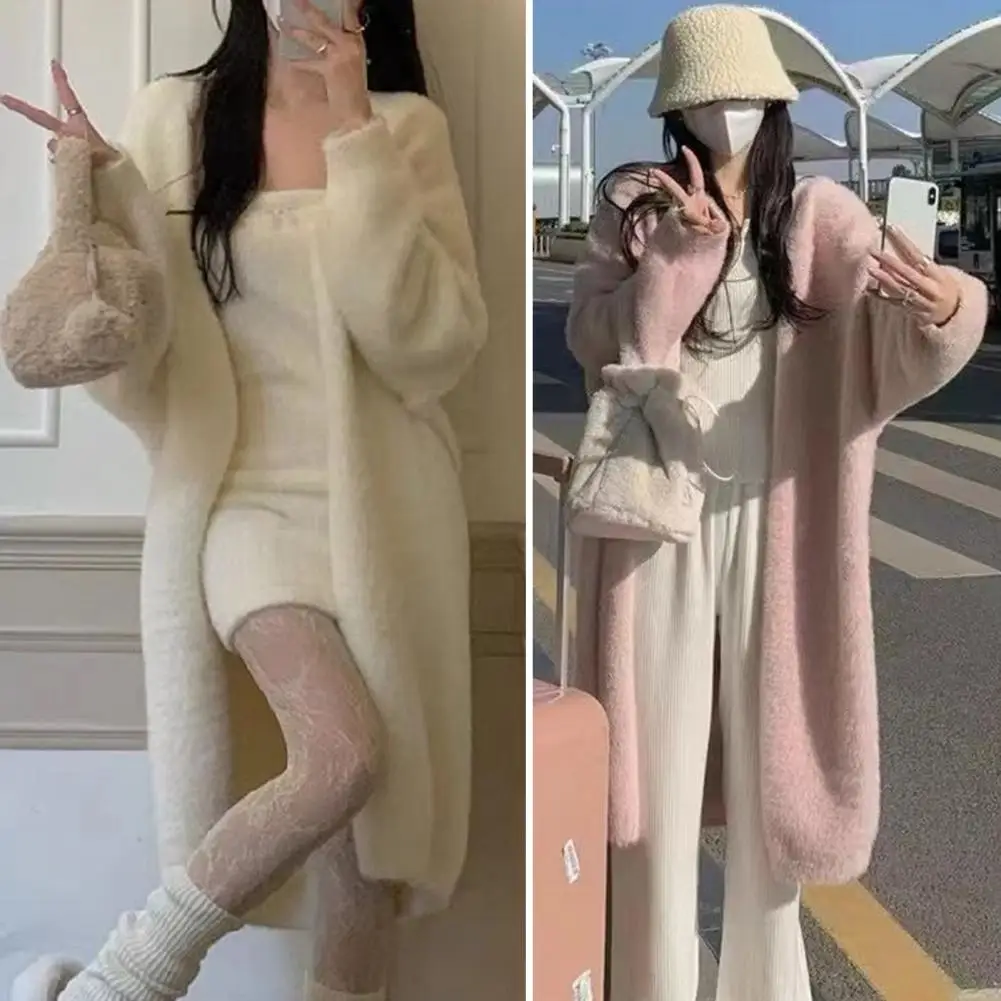 Elegant Vintage Knitted Coat Winter Soft Loose Jacket Korean Casual Autumn Winter Fur Cardigan Women Solid Color Long Sweaters
Elegant Vintage Knitted Coat Winter Soft Loose Jacket Korean Casual Autumn Winter Fur Cardigan Women Solid Color Long Sweaters