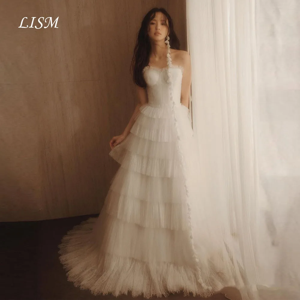 LISM Sweetheart A-Line Tiered Korea Wedding Dresses Photo Shoot Silk Tulle Elegant Long Bridal Gowns Customized 웨딩드레스
LISM Sweetheart A-Line Tiered Korea Wedding Dresses Photo Shoot Silk Tulle Elegant Long Bridal Gowns Customized 웨딩드레스