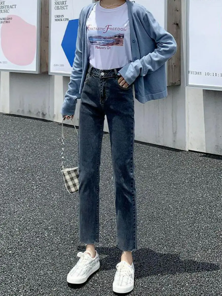 Loose High Waist Straight Leg Denim Jeans Women's Elastic Nine Point Small Size Slim Fit Trendy Korean Sle Jeans
Loose High Waist Straight Leg Denim Jeans Women's Elastic Nine Point Small Size Slim Fit Trendy Korean Sle Jeans