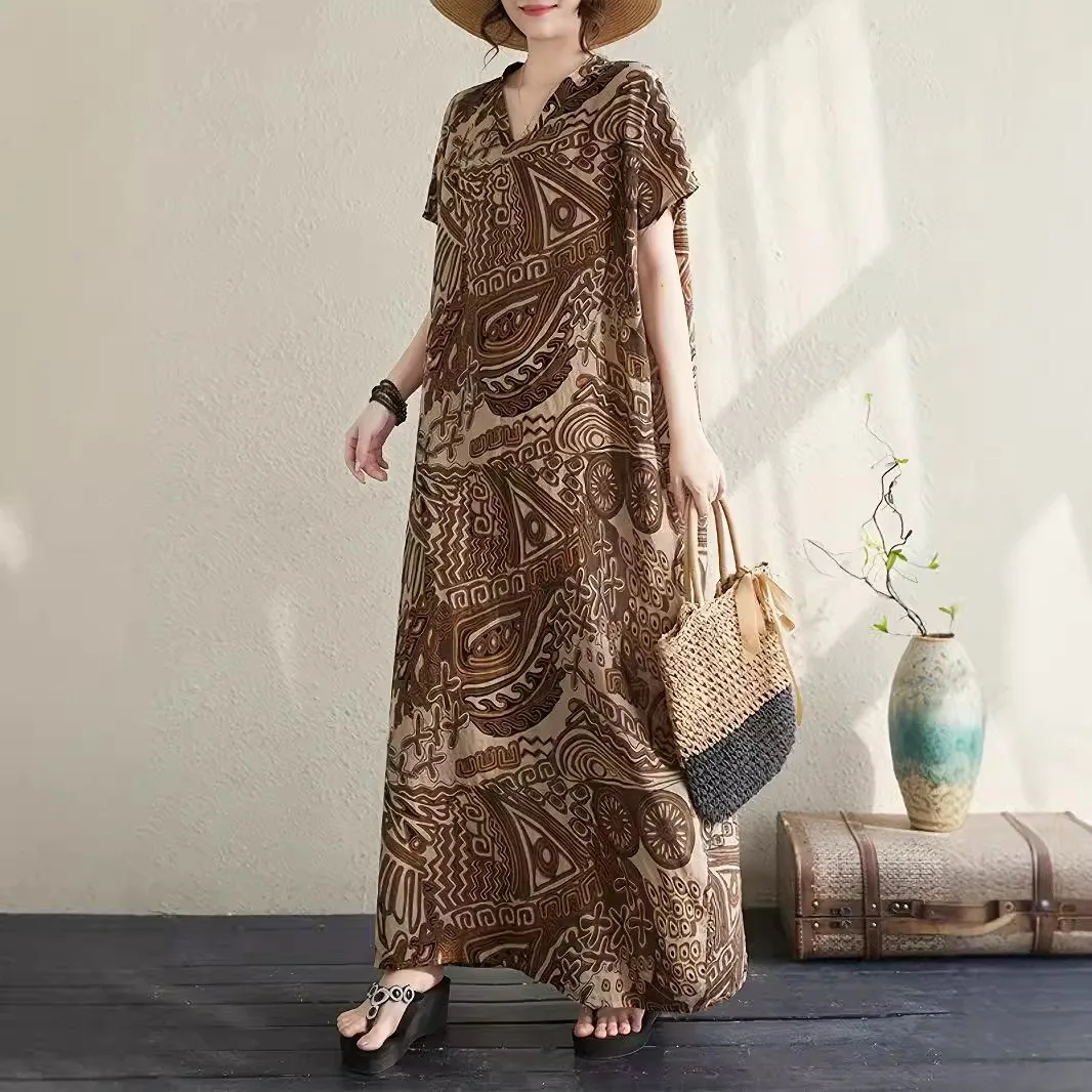 Extra wide H-shaped dress for womenmiddle-aged and elderly mothers V-neck pullover long skirt
Extra wide H-shaped dress for womenmiddle-aged and elderly mothers V-neck pullover long skirt