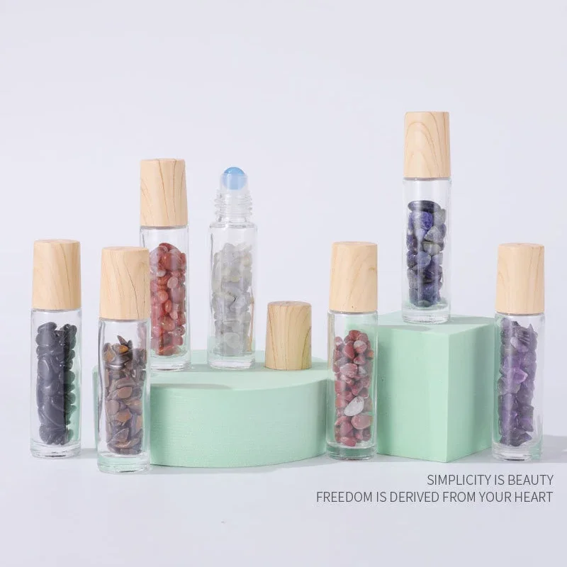 10Pcs 10ml Natural Gemstone Essential Oil Roll On Bottles Glass Perfume Roller Bottle with Crystal Chip Travel Refillable Bottle
10Pcs 10ml Natural Gemstone Essential Oil Roll On Bottles Glass Perfume Roller Bottle with Crystal Chip Travel Refillable Bottle