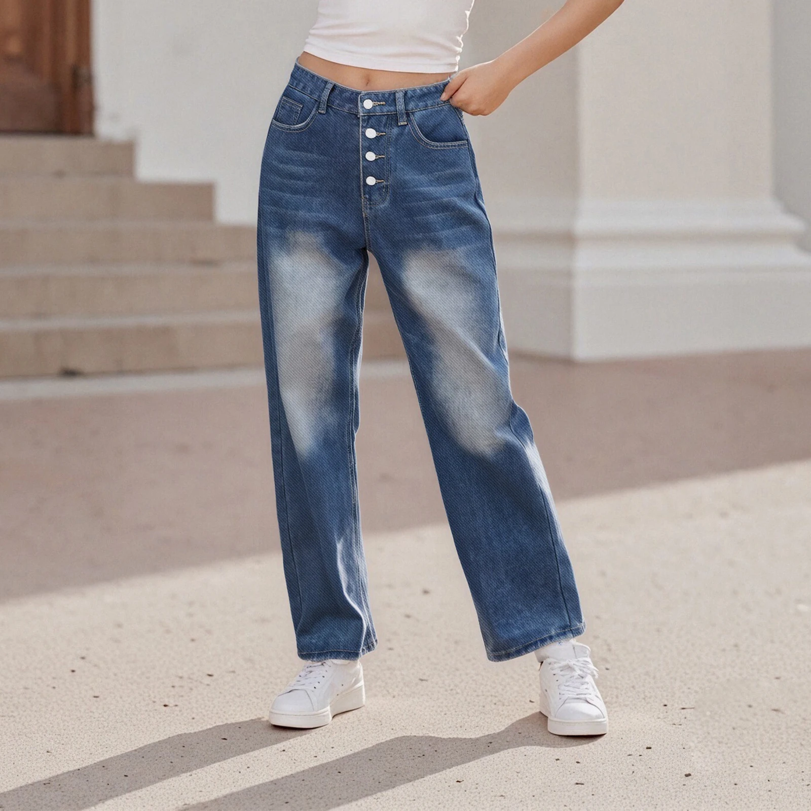 Women Fashion Jeans Solid Color Straight Leg Denim Pants Spring Fall Loose Casual Trousers Streetwear
Women Fashion Jeans Solid Color Straight Leg Denim Pants Spring Fall Loose Casual Trousers Streetwear