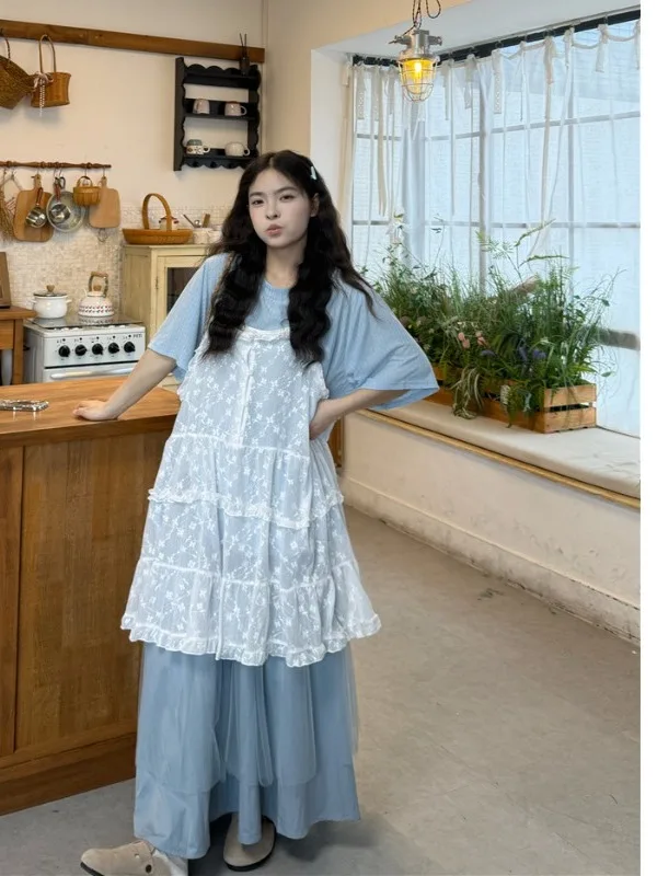 plus Size Women's Elegant Lace Trim Halter Vest Top High Waist Draped Skirt Summer Fashionable Commute Korean Style Loose Fit
plus Size Women's Elegant Lace Trim Halter Vest Top High Waist Draped Skirt Summer Fashionable Commute Korean Style Loose Fit