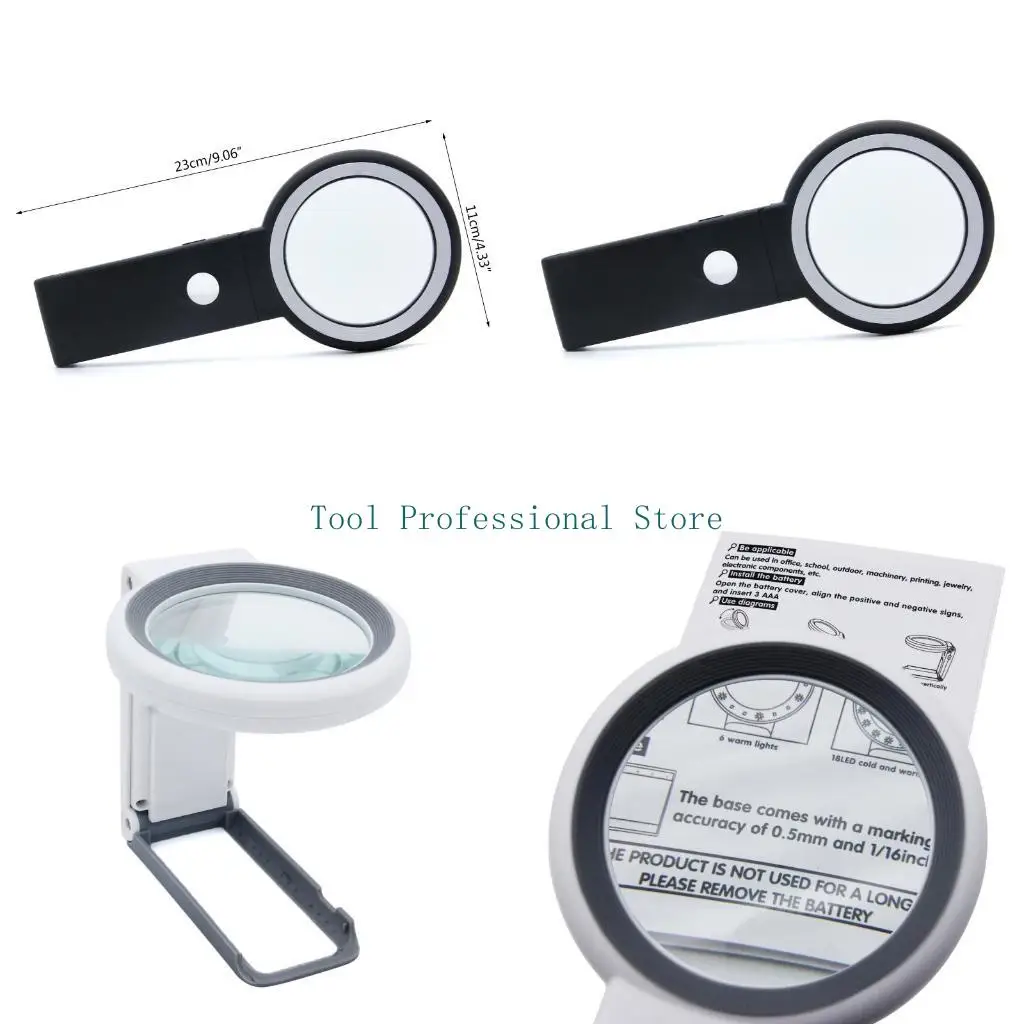 57QF Magnifying Glass with 18 LED Lights Handheld Illuminated Magnifier Reading Magnifying Glass with Scale Handheld/Standing
57QF Magnifying Glass with 18 LED Lights Handheld Illuminated Magnifier Reading Magnifying Glass with Scale Handheld/Standing