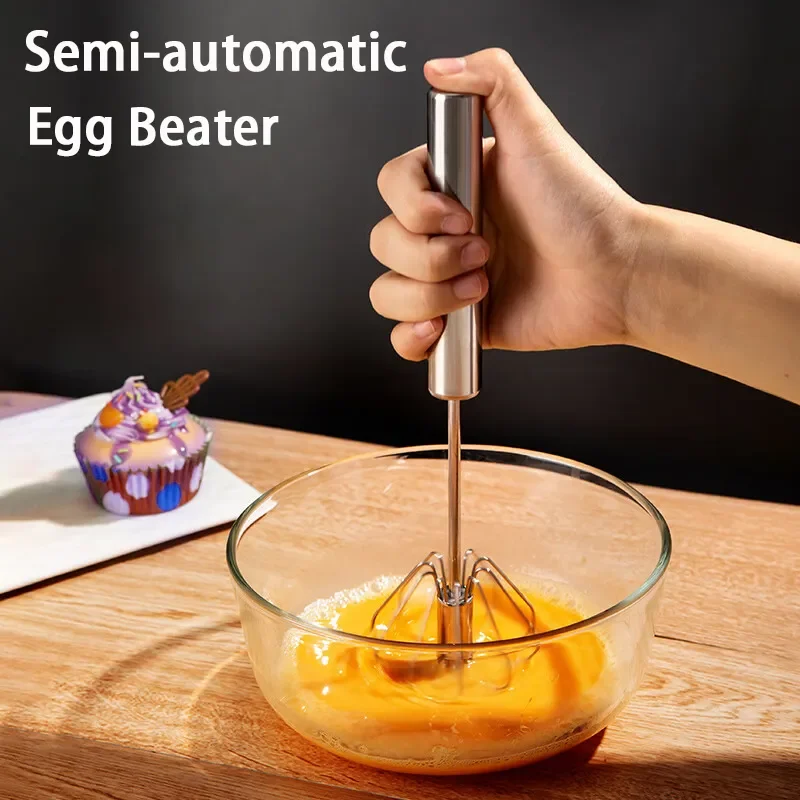 Kitchen Stainless Steel Whisk Hand Pressure Semi-automatic Egg Beater Self Turning Cream Mixer Kitchen Baking Accessories
Kitchen Stainless Steel Whisk Hand Pressure Semi-automatic Egg Beater Self Turning Cream Mixer Kitchen Baking Accessories