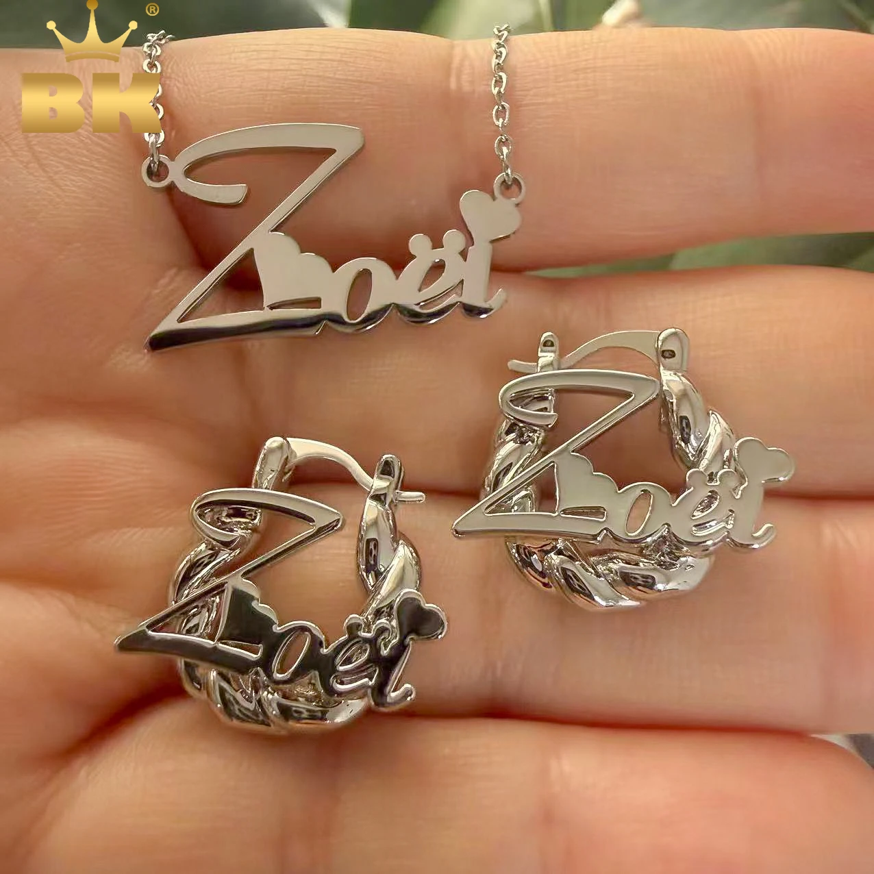 TBTK Personalized Name Set Dainty Necklace 18mm Twisted Hoop Name Earrings Minimalist Stainless Steel Jewelry For Daily Wear
TBTK Personalized Name Set Dainty Necklace 18mm Twisted Hoop Name Earrings Minimalist Stainless Steel Jewelry For Daily Wear