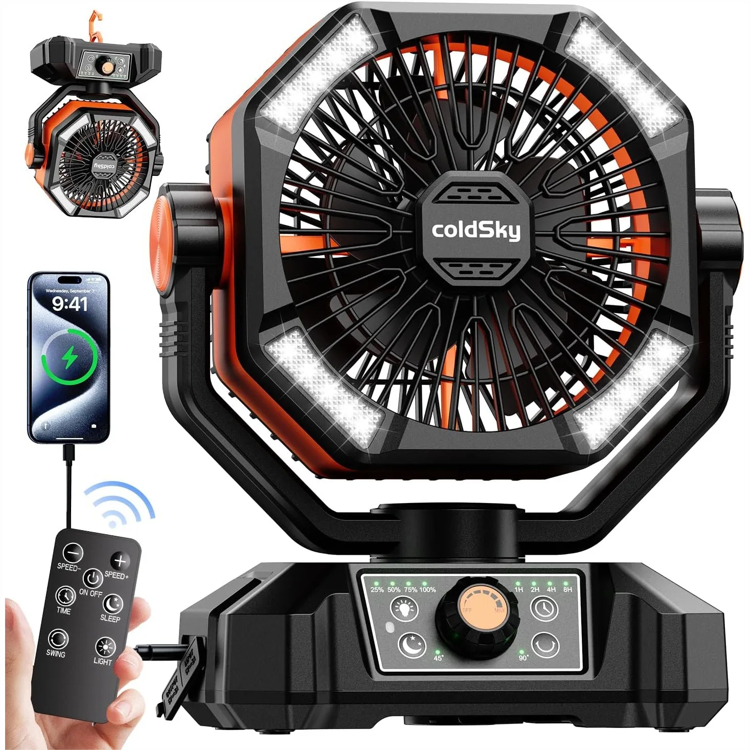 20000mAh Camping Fan with Dual Motor, Battery Operated Fan with 4 LED Lantern, 8 Speeds Remote Control Desk Fan for Tent and
20000mAh Camping Fan with Dual Motor, Battery Operated Fan with 4 LED Lantern, 8 Speeds Remote Control Desk Fan for Tent and