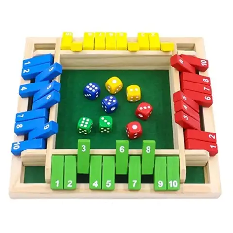 Wooden Dice Board Game Shut The Box for 4 Players Flaps & Dices Game Parent-children Interaction Family Entertainment