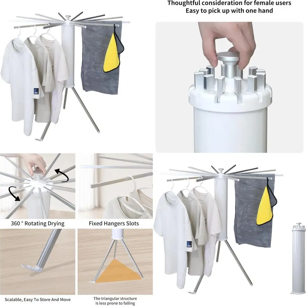 Портативная складная сушилка для белья с 12 вешалками для одежды и прачечных вещей в спальне
Портативная складная сушилка для белья с 12 вешалками для одежды и прачечных вещей в спальне