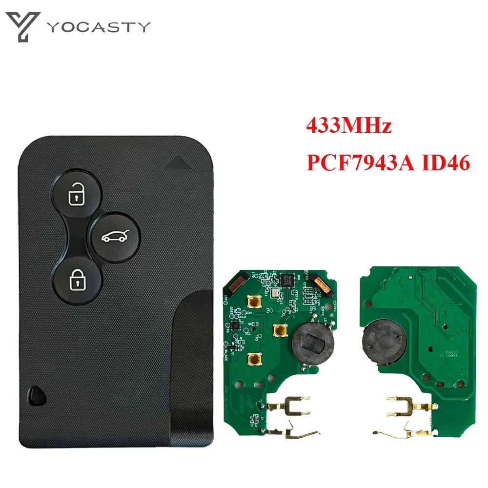 YOCASTY 433MHz PCF7943 ID46 Smart Key Card For Renault Megane II Scenic II Grand Scenic II 2003-2008 3 Buttons Keyless Go
YOCASTY 433MHz PCF7943 ID46 Smart Key Card For Renault Megane II Scenic II Grand Scenic II 2003-2008 3 Buttons Keyless Go