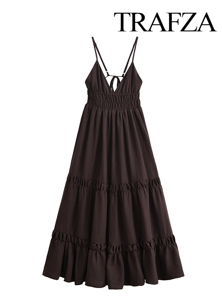 HH Women Chic Sexy Sleeveless V-Neck Elegant Sling Dress 2025 Woman Wrinkled Backless Decoration Slim Long Dress Mujer
HH Women Chic Sexy Sleeveless V-Neck Elegant Sling Dress 2025 Woman Wrinkled Backless Decoration Slim Long Dress Mujer