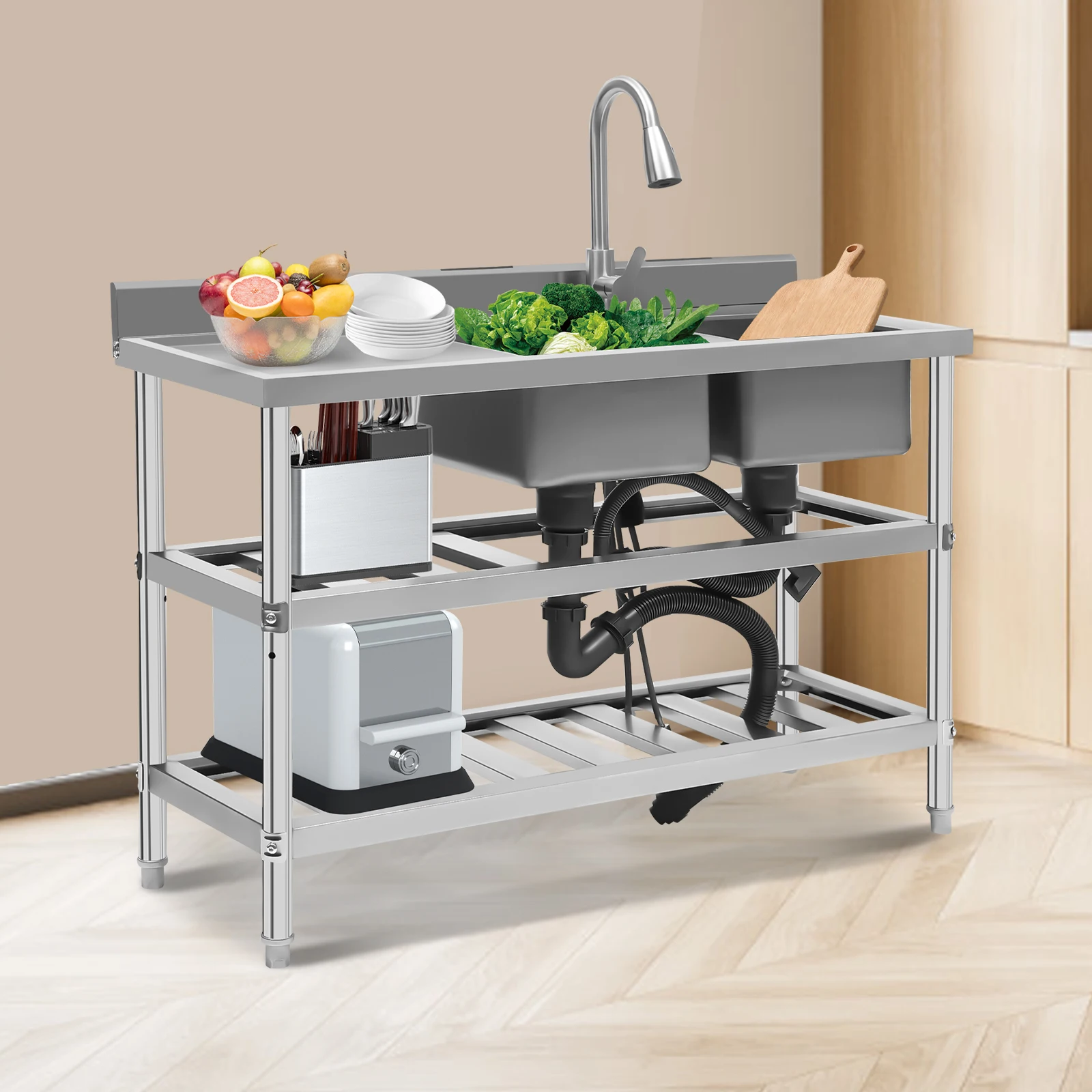 Отдельно стоящая кухонная мойка из нержавеющей стали 201 с двойной чашей, коммерческая раковина для ресторана, кухонные мойки с ситечком
Отдельно стоящая кухонная мойка из нержавеющей стали 201 с двойной чашей, коммерческая раковина для ресторана, кухонные мойки с ситечком