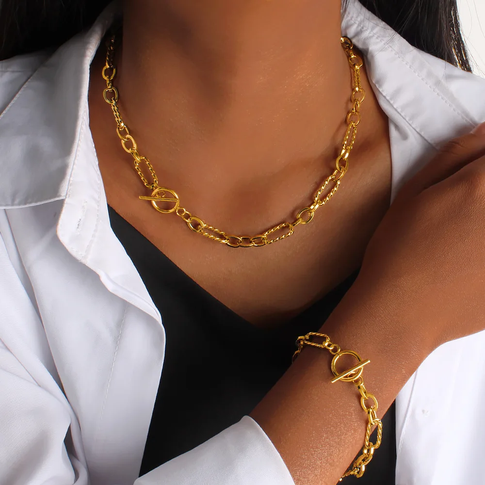 Аксессуары для рукоделия: ювелирные изделия из Гуандуна, простые и элегантные, с OT-застежкой, ручной работы, цепочка из нержавеющей стали с покрытием из 18-каратного золота, в портовом стиле, модные.
Аксессуары для рукоделия: ювелирные изделия из Гуандуна, простые и элегантные, с OT-застежкой, ручной работы, цепочка из нержавеющей стали с покрытием из 18-каратного золота, в портовом стиле, модные.