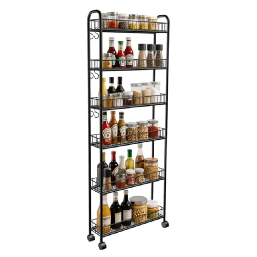 6in 6 Tier Slim Storage Cart with Wheels Narrow Space Rolling Shelving Unit Metal Wire Mobile Organizer Rack for Kitchen Bathro
6in 6 Tier Slim Storage Cart with Wheels Narrow Space Rolling Shelving Unit Metal Wire Mobile Organizer Rack for Kitchen Bathro